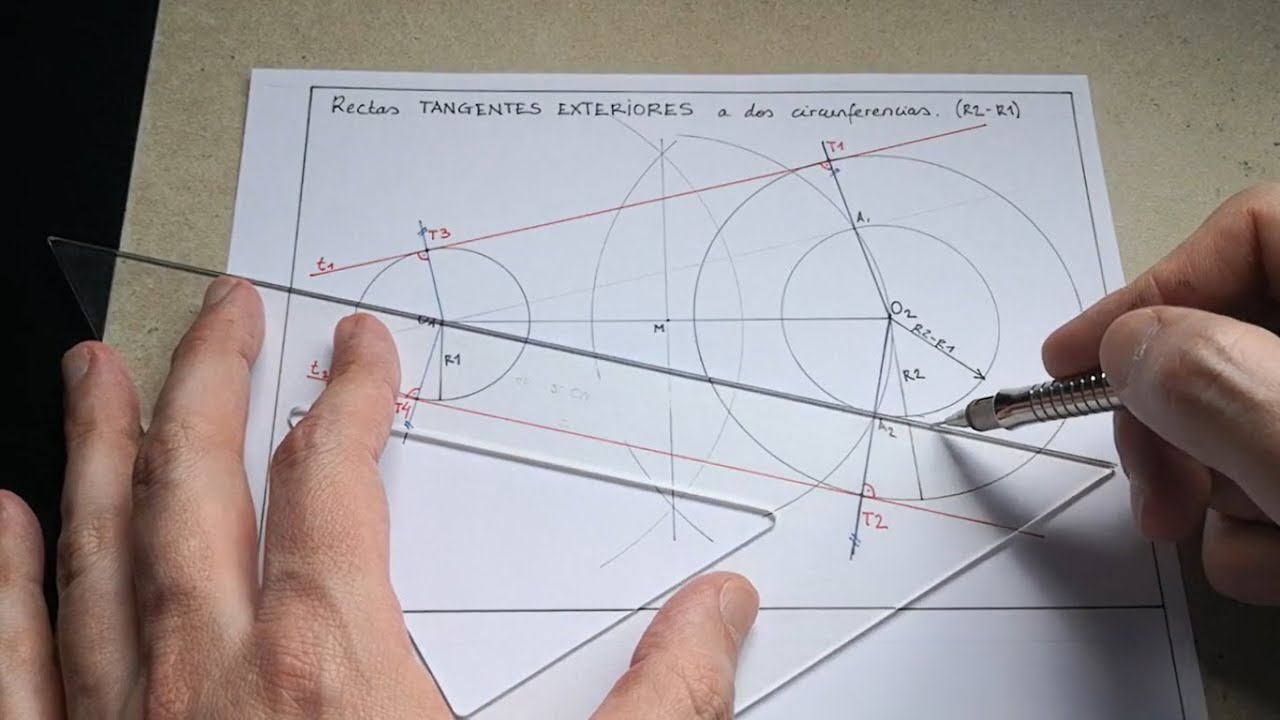 3ESO Plástica - Tangencias 3. Tangentes exteriores comunes a dos circunferencias.