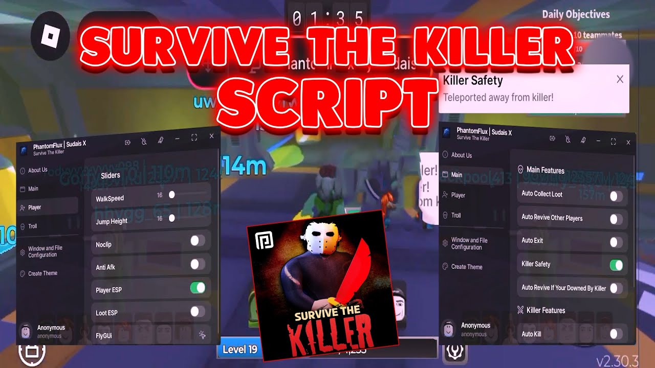 [FREE] Survive The Killer Script | Auto Kill, Killer Safety, Auto Revive, Auto Loot | PC & MOBILE