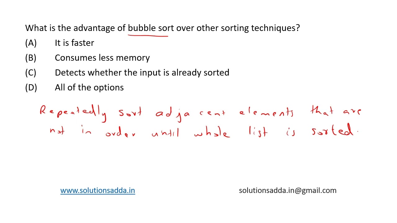 NIC SCIENTIST-B 2020 | ALGORITHMS | BUBBLE | NIC TEST SERIES | SOLUTIONS ADDA | EXP. BY ISRO AIR-1
