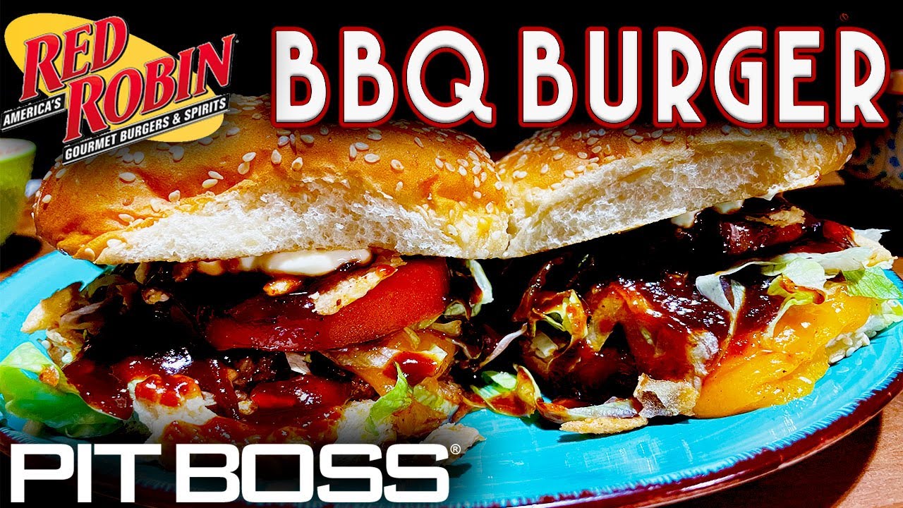 THE BEST BBQ BURGER ON THE PIT BOSS SIERRA GRIDDLE! RED ROBIN WHISKEY RIVER BBQ BURGER COPYCAT!