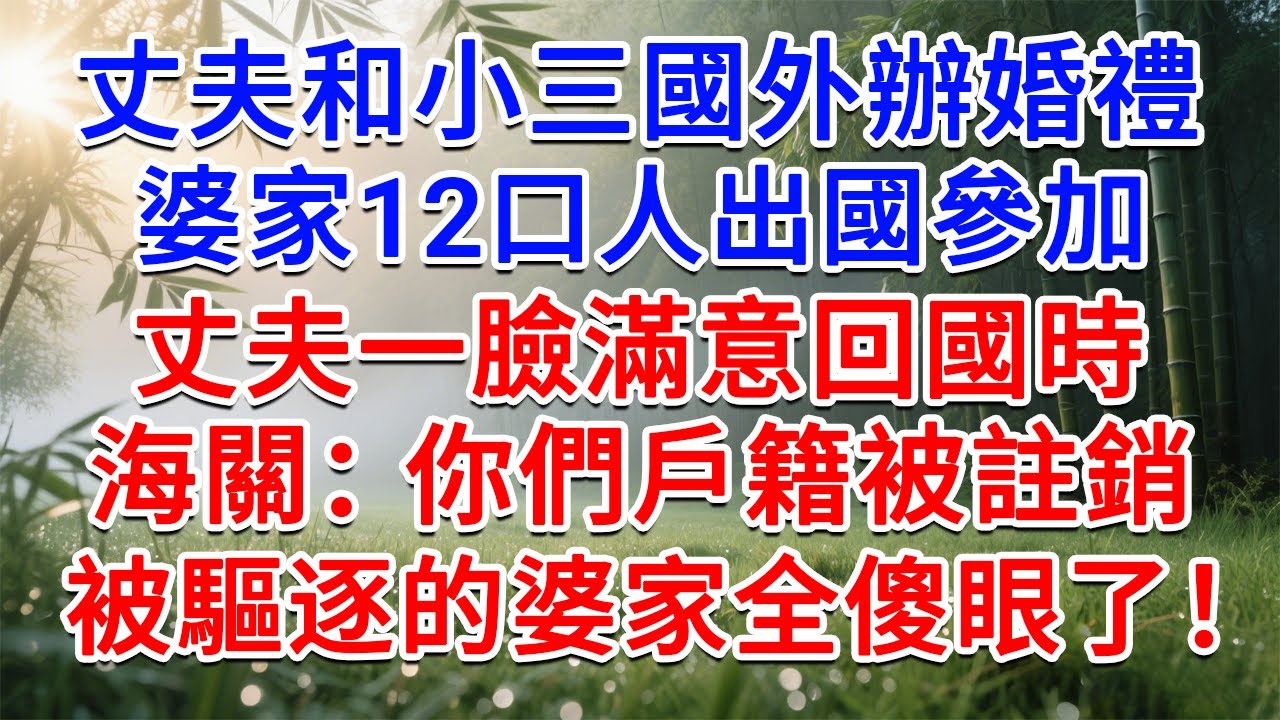 丈夫和小三國外辦婚禮，婆家12口人出國參加，丈夫一臉滿意回國時，海關：你們戶籍被註銷，被驅逐的婆家全傻眼了！#為人處世#生活經驗#情感故事#故事#小說#戀愛#情感#婚姻