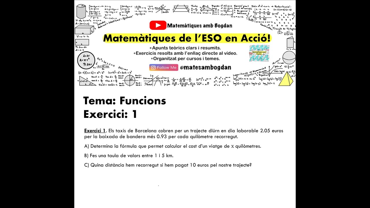 Matem&agrave;tiques en Acci&oacute; - Funcions - Exercici 1