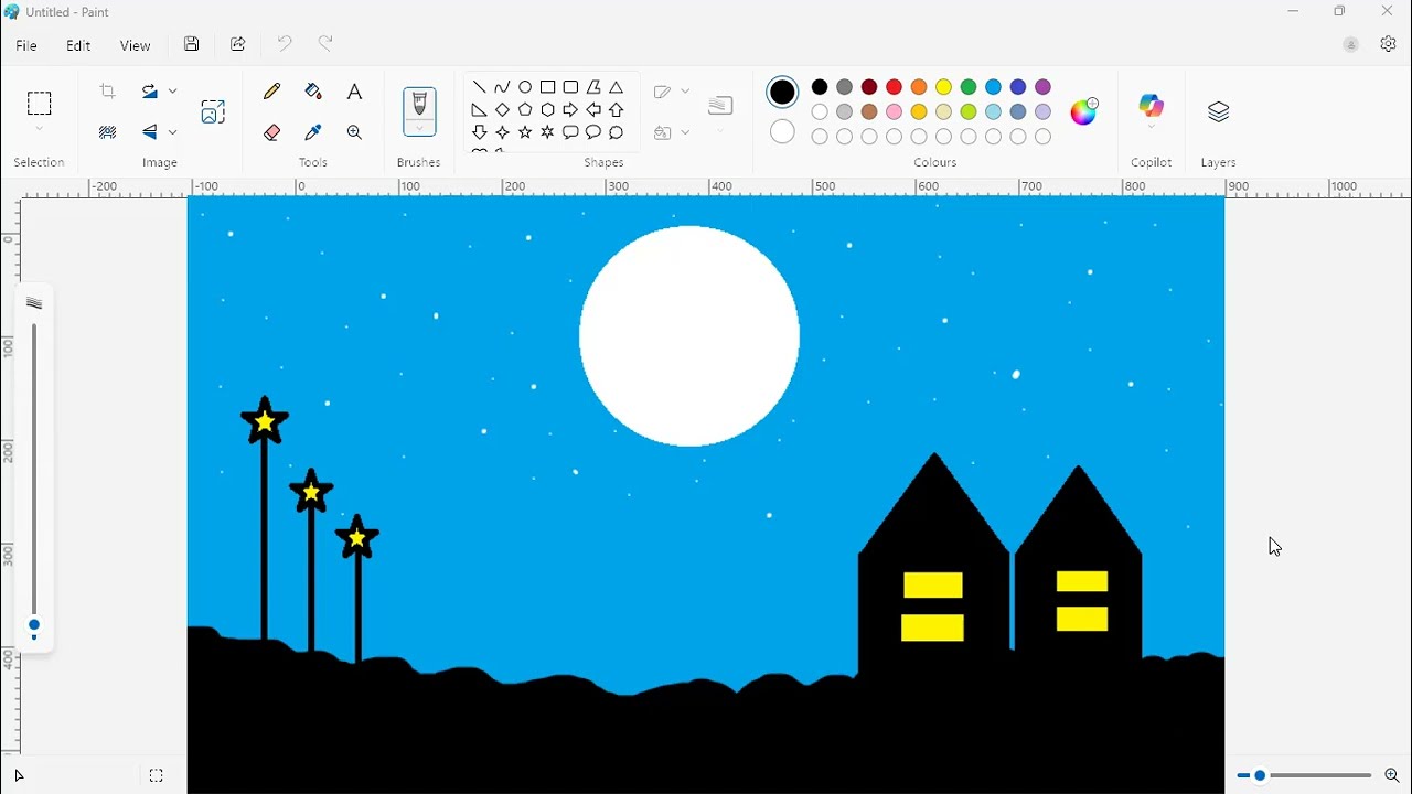 MSPAINT | How to draw scenario painting in mspaint | easy painting in computer | by dev sir