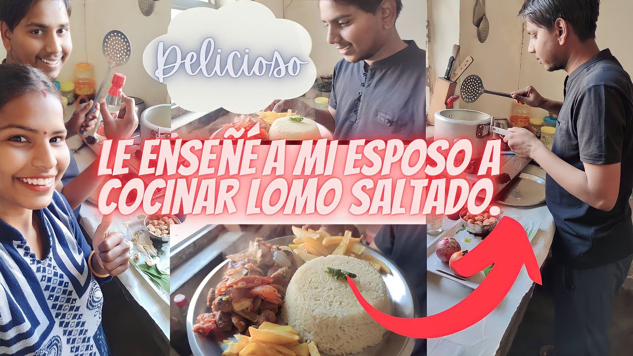 (🤭mi esposo se hizo chef) LE ENSEÑÉ A MI ESPOSO A COCINAR LOMO SALTADO🍛👩‍🏫