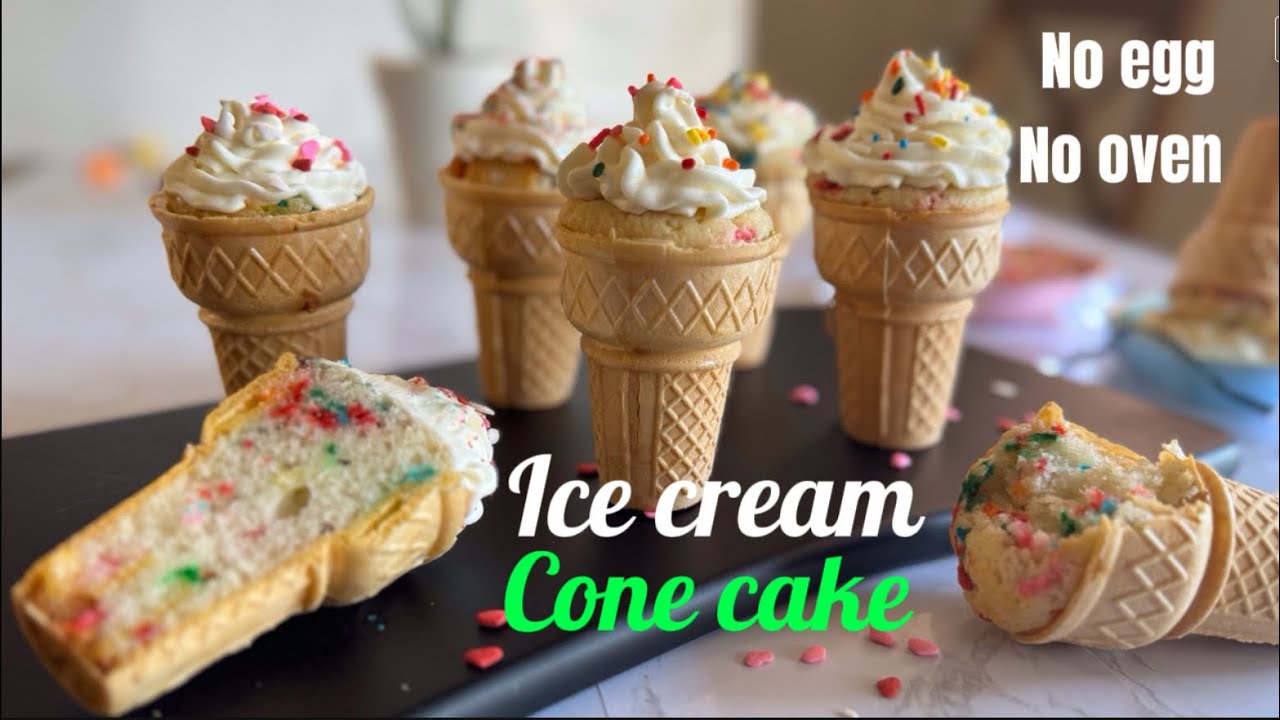 Fall in love with these Delicious Ice Cream Cone Cake|No Egg