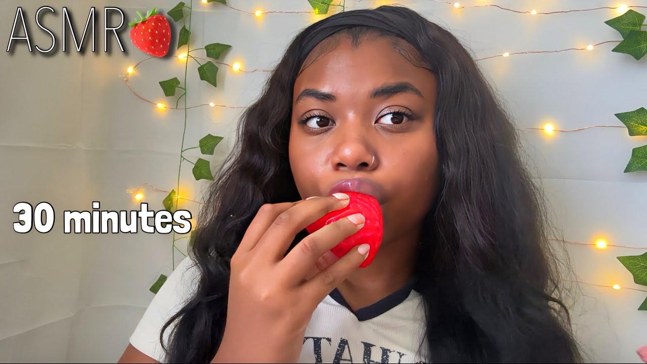 ASMR The Most Tingliest Squishy Eating Strawberry Sounds🍓(Mouth Sounds)