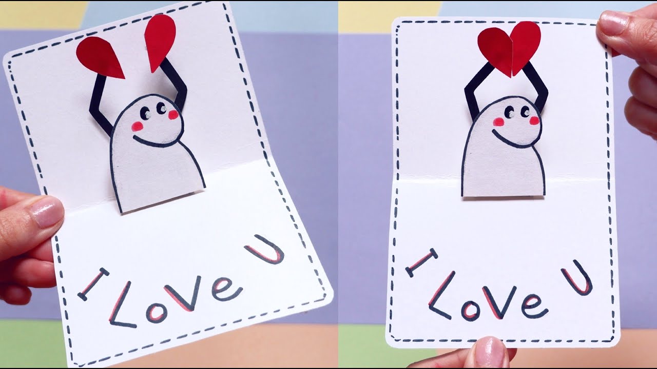 How to make a Pop Up Love Card | Magic Two halves heart Card | Crafts with Paper