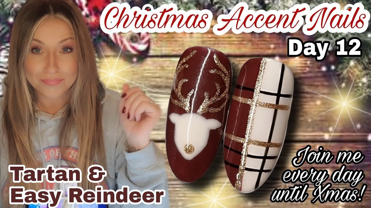🦌 Tartan & Reindeer | Christmas Accent Nail Designs | Day 12 Madam Glam Advent Calendar | Easy Art