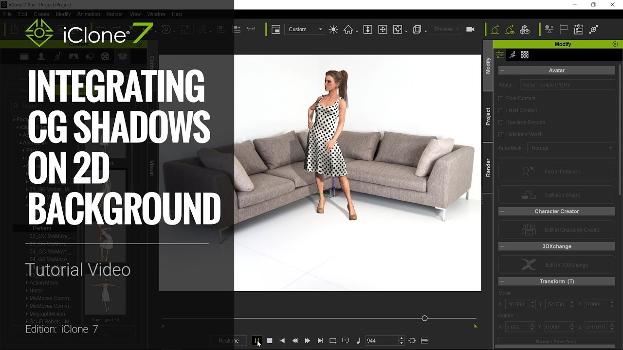 iClone 7 Tutorial - Integrating CG shadows on 2D background