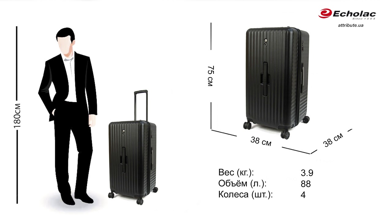 Обзор чемодана Echolac CELESTRA SUPERTRUNK/Black L Большой EcPC183K-401-01