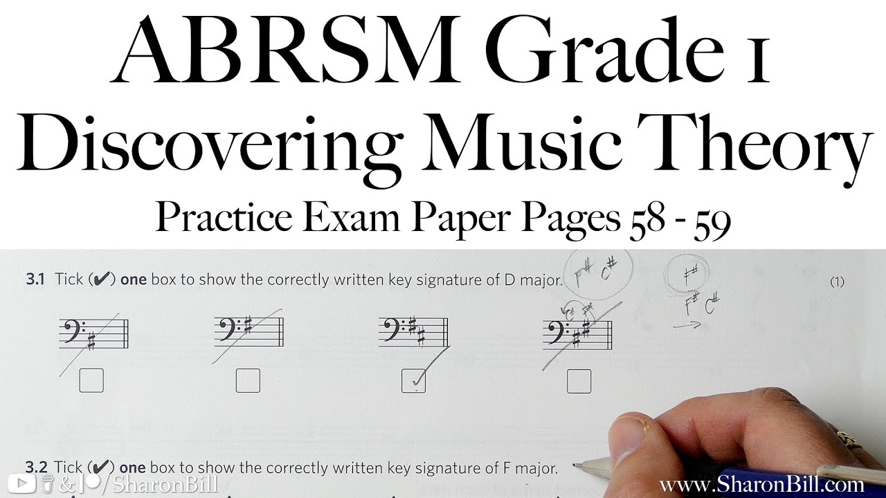 ABRSM Discovering Music Theory Grade 1 Practice Exam Paper Pages 58 - 59 with Sharon Bill