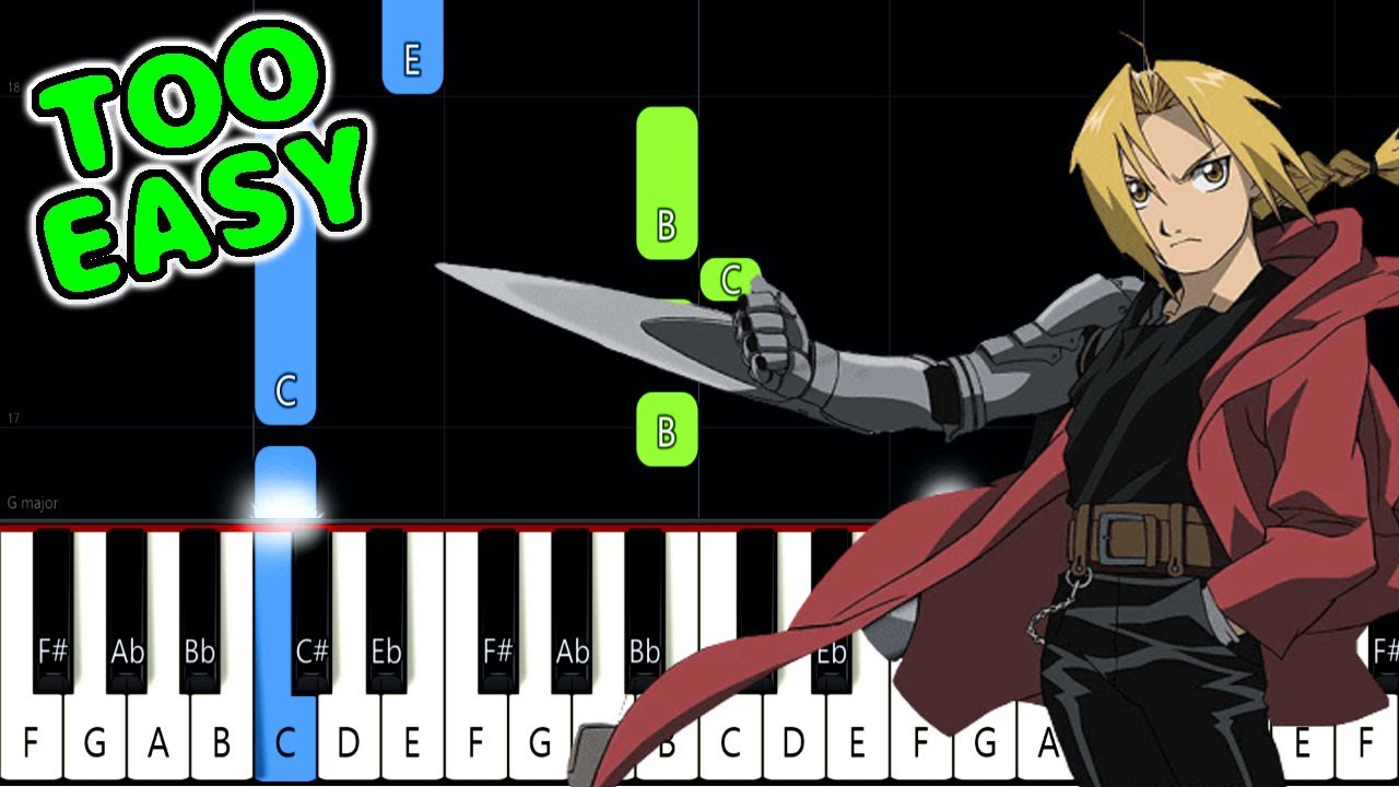 Again - Fullmetal Alchemist Brotherhood OP 1 - it's TOO EASY Piano Tutorial [animelovemen]