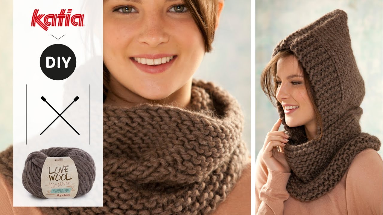 💕 Love Wool DIY: Cómo Tejer un Cuello con Capucha 🧶 Katia
