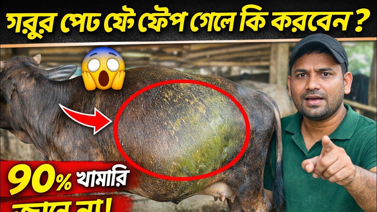 গরুর পেট ফেঁপে গেলে কি করবেন?