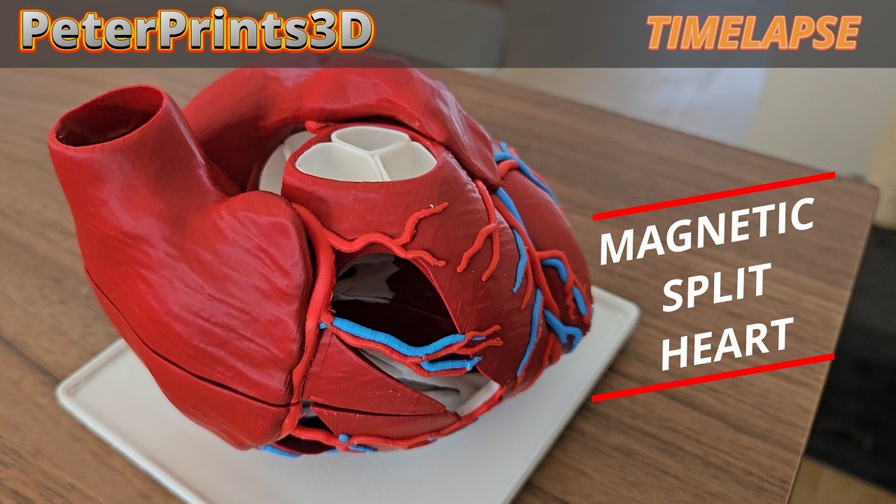 Gridfinity Anatomical Heart | Magnetic Split View – 3D Print & Timelapse