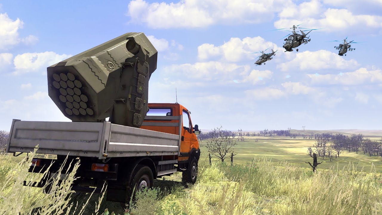 Ракета MK49 Spartan уничтожила российские вооруженные вертолеты Ми-48 на передовой - MilSim ArmA 3
