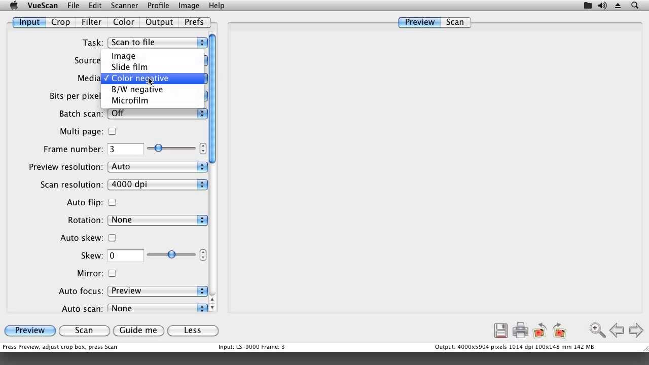 VueScan: Linear scans as required to invert negatives with ColorPerfect