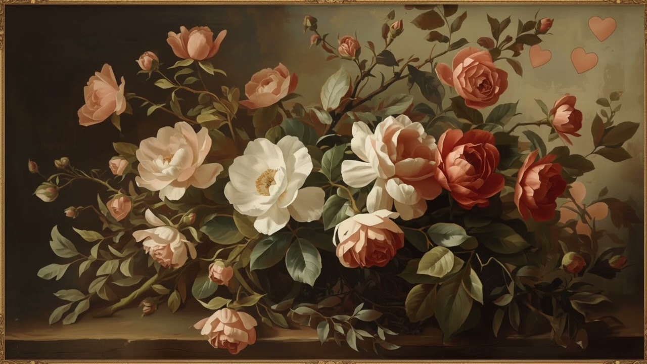 Romance in Bloom | Vintage Valentine’s Floral Art for TV Display