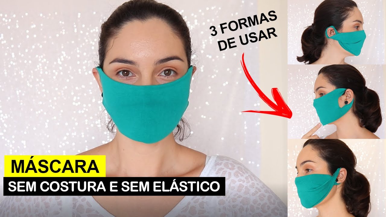 Como fazer mascara sem costura e sem elástico? Máscara de tecido á mão