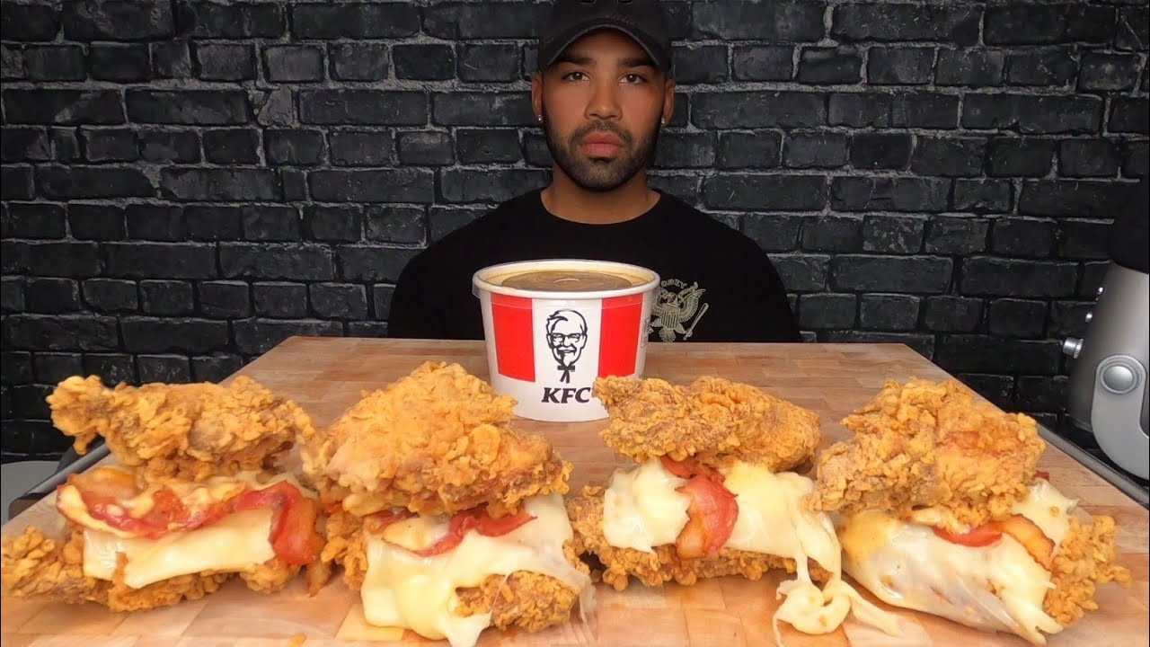 (ASMR) KFC NEW DOUBLE DOWN CHICKEN SANDWICH