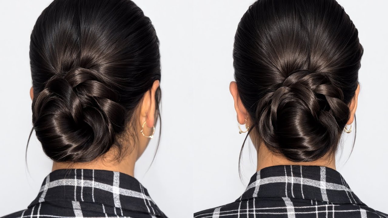 1 Minute Braided Bun Hairstyle 🔥 | Easy & Elegant Hair Bun Tutorial for Girls