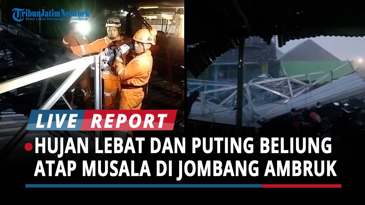 BREAKING NEWS: Hujan Lebat dan Puting Beliung Terjang Desa Kepuhkembeng Jombang, Atap Musala Ambruk