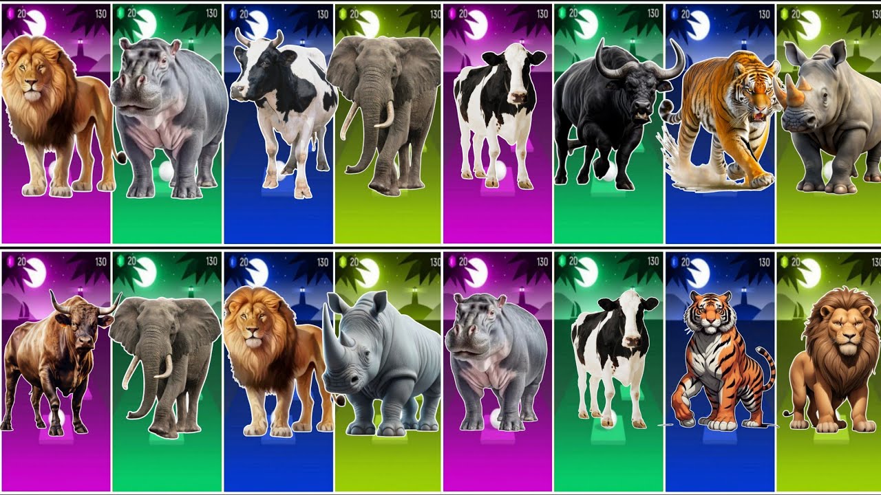 Lion 🦁🆚Behemoth 🆚 Cow🐄🆚 Elephant🐘🔴Tiles Hop EDM Rush →