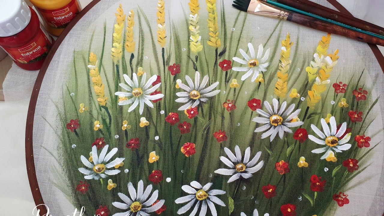 Fabric  painting / art demo/ acrylic  painting techniques for beginners/Paint with cotton buds