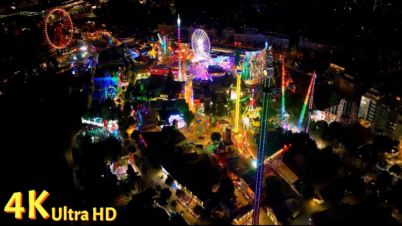 Amusement Park Prater Wien Riesenrad Night Drone City Tour Flight [4K] - Airdynamics Vienna, Austria