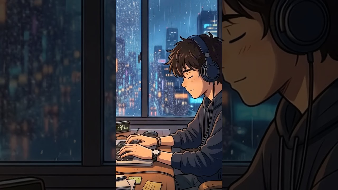 POV: Studying during Rainy Night #lofi #shorts