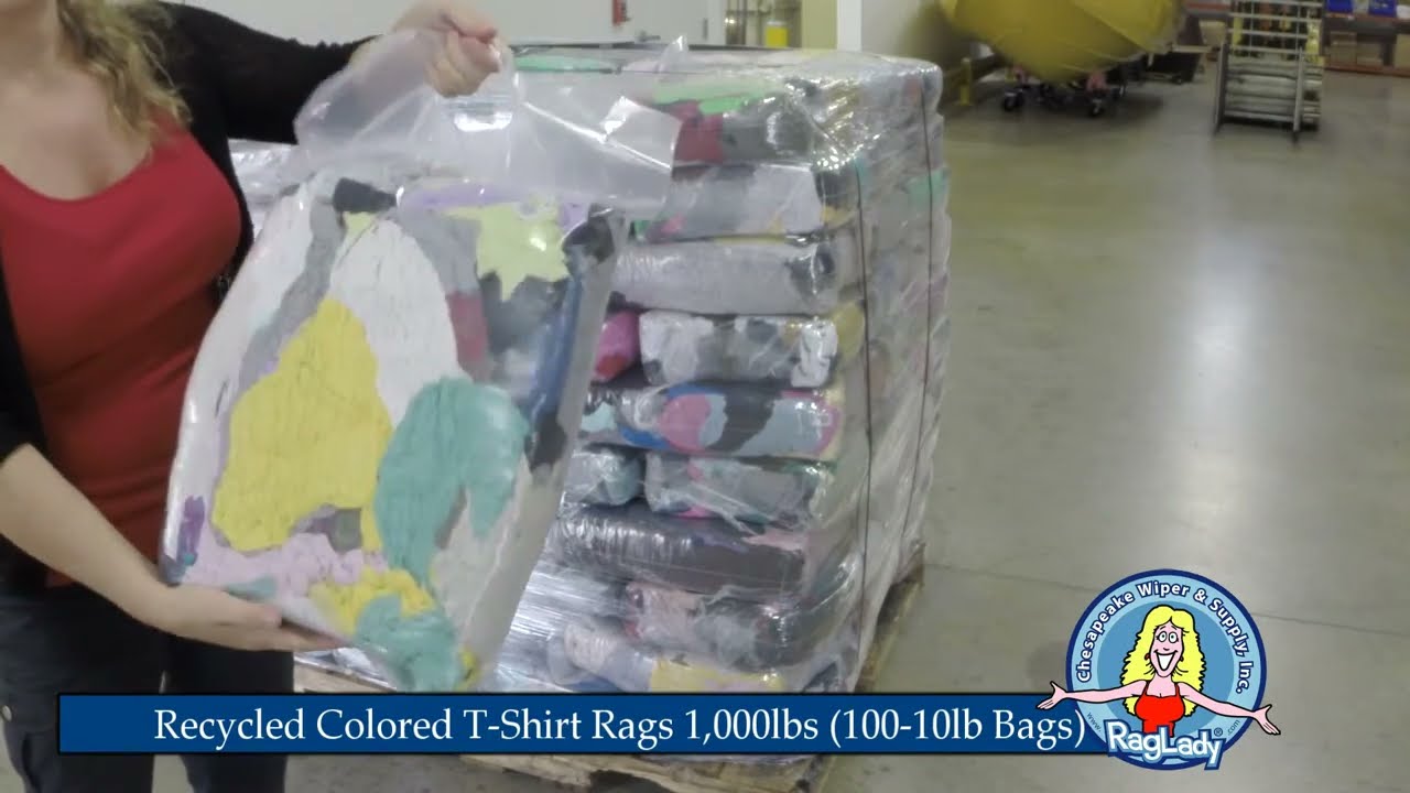 Recycled Colored T-Shirt Rags 1000lbs (100-10lb Bags)