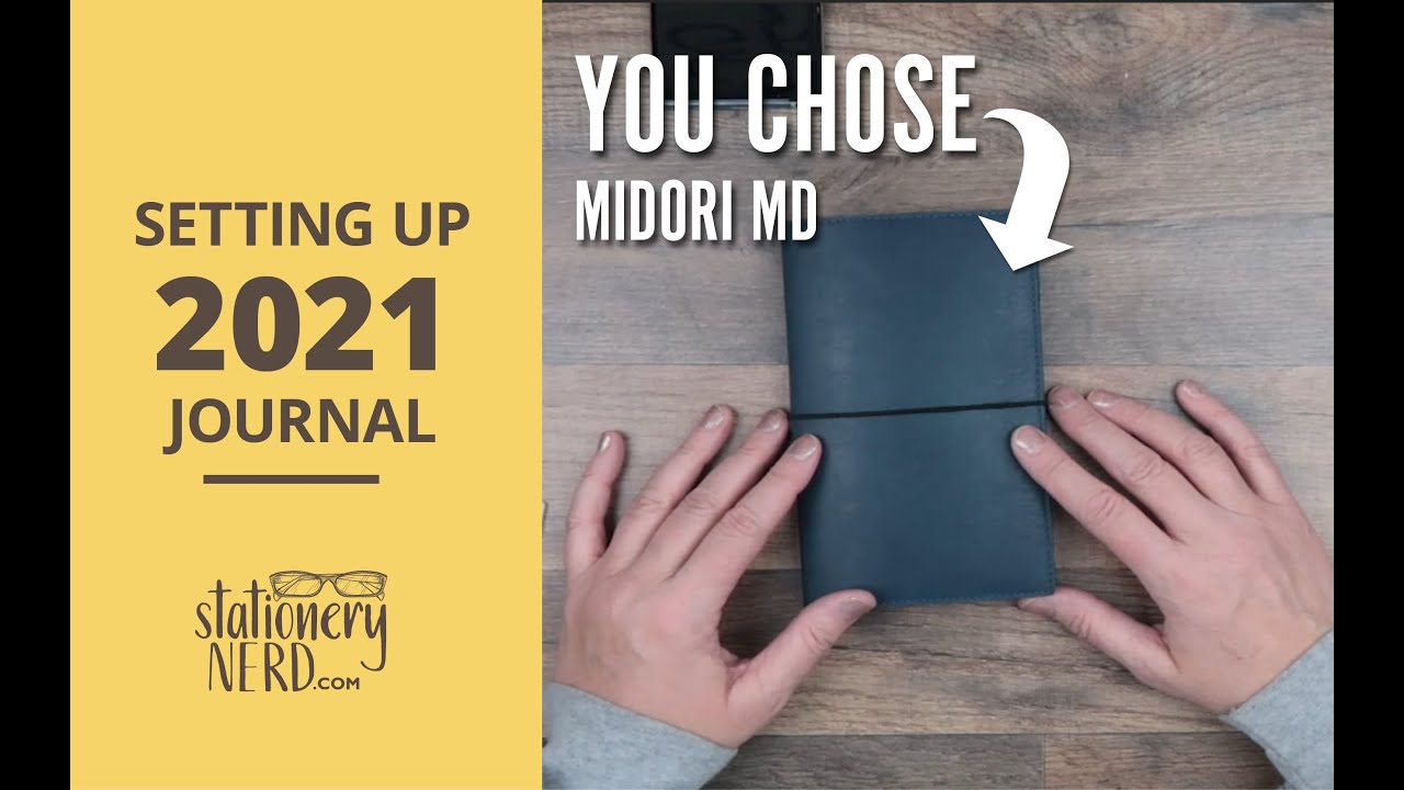 Finally my 2021 Bullet Journal Setup!  Midori MD B6 Slim in leather cover