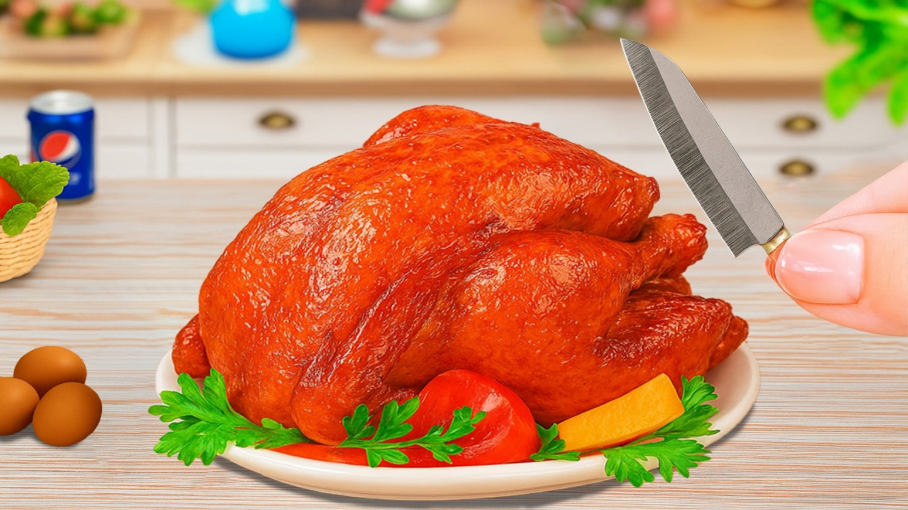 Easy Tiny Cooking Recipe 🐔 Easy Miniature Chicken Cooked With Yummy Honey Soup 🍗  Small Cooking