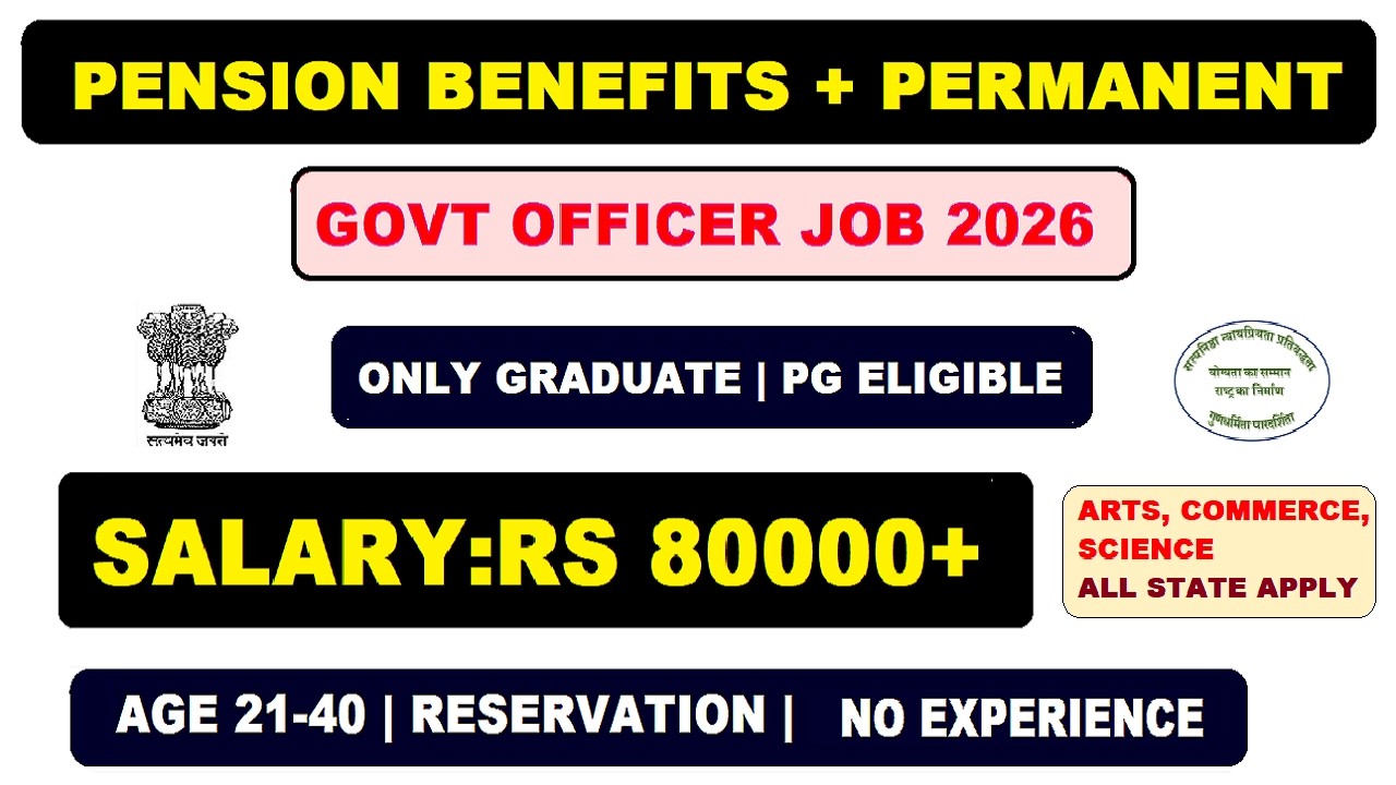 💰 ₹80,000+ Salary | Permanent Officer Job 🔥 Graduate Male Female Apply |
