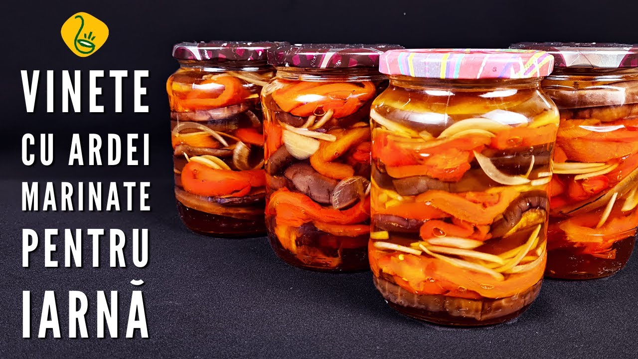 Vinete marinate cu ardei și ceapa - garnitura pentru fripturi sau aperitiv savuros