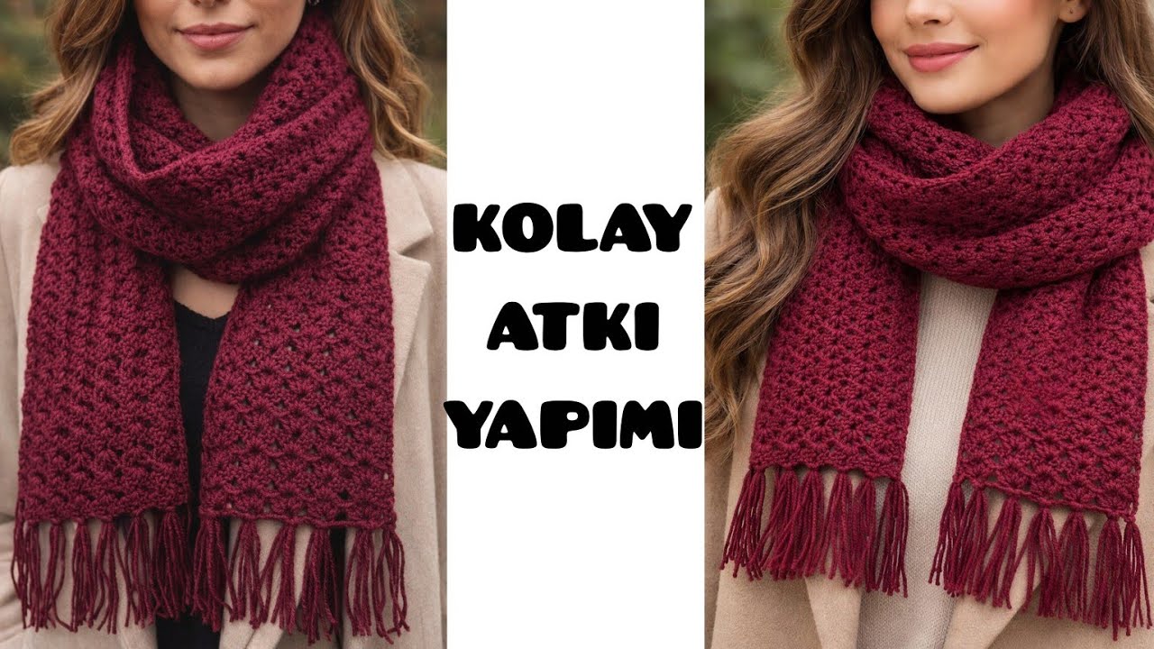 ÇOK KOLAY ATKI YAPIYORUZ🧶 #crochet #knitting #diy 