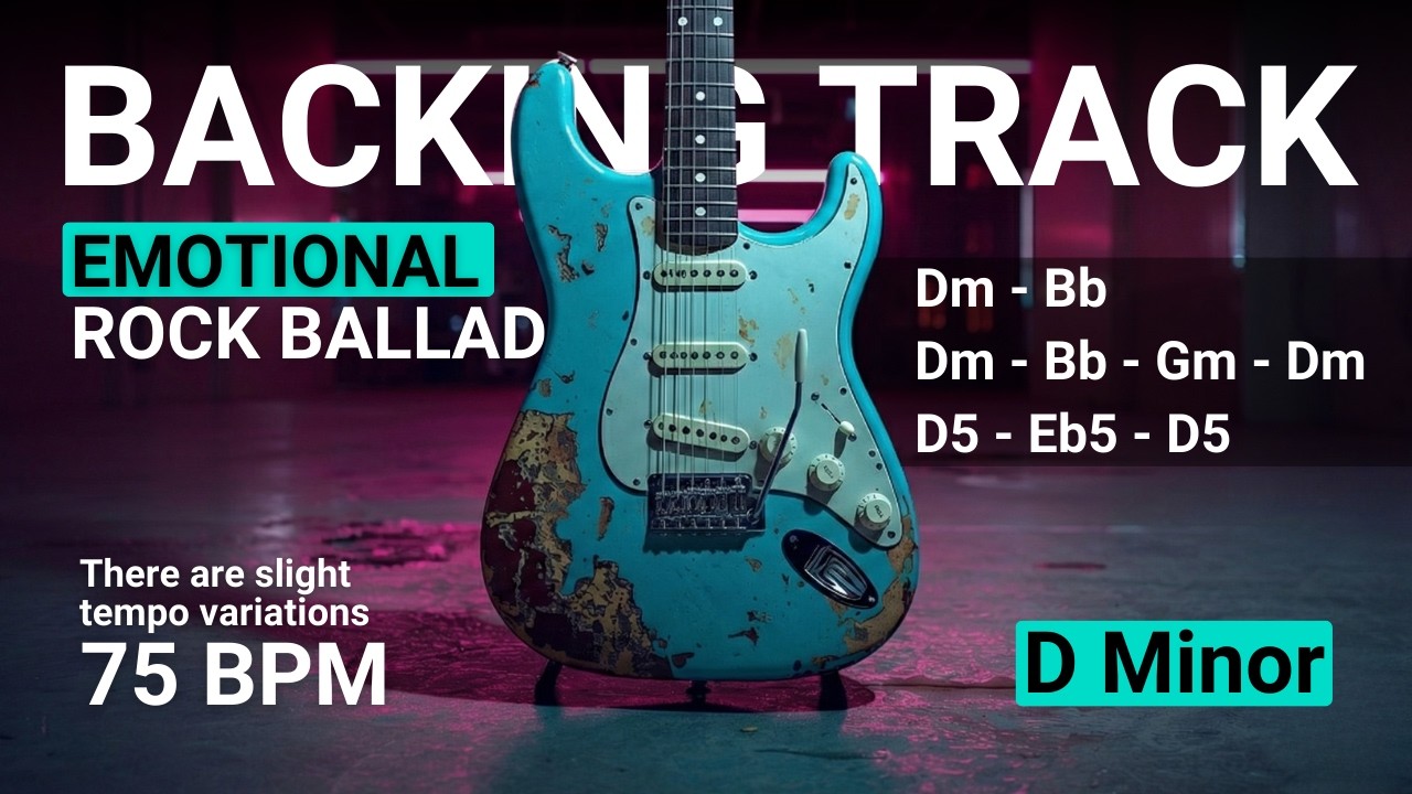 Emotional Rock Ballad Guitar Backing Track in D Minor