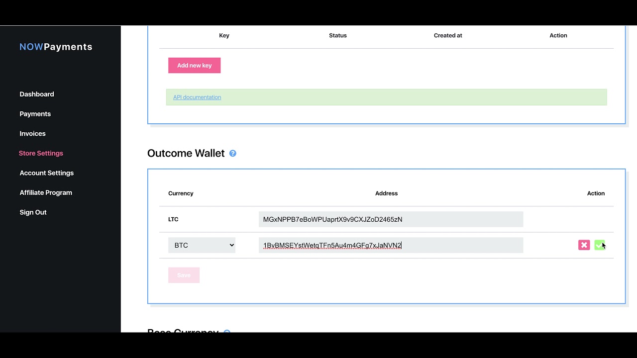 How to create an API key | Accept crypto payments