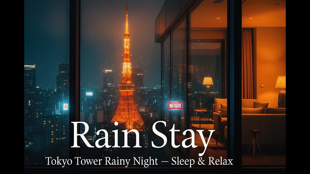 Rain Stay ☔ Tokyo Tower Rain View &mdash; Calm Rainy Night in Tokyo City (Sleep & Relax)