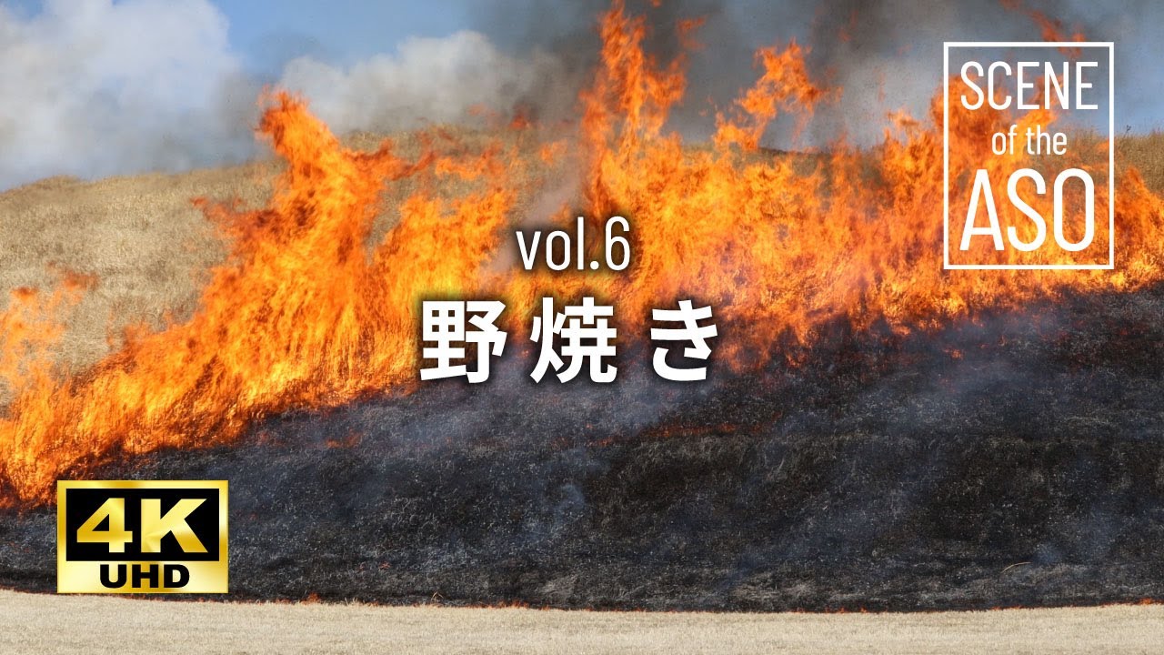 【大自然4K】「阿蘇 野焼き」高画質 癒し映像