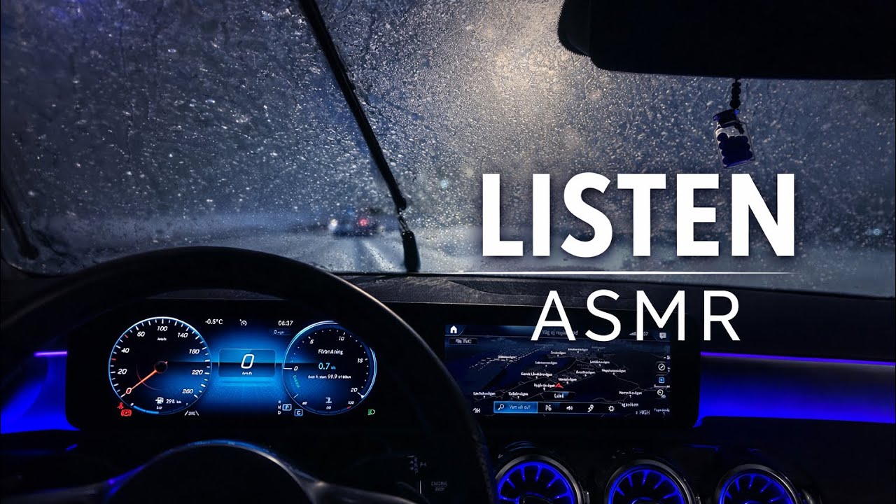 LISTEN 🎧 Silent Night Drive in Falling Snow | ASMR Road Sounds (No Talking)