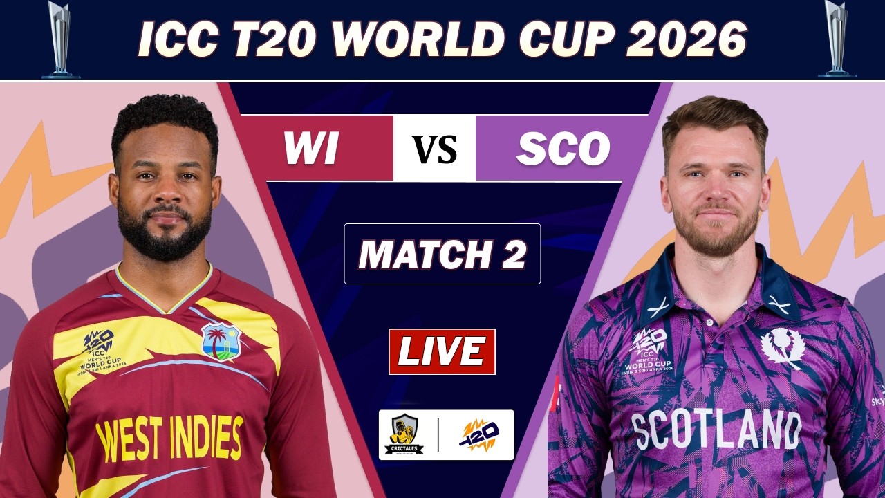 WEST INDIES VS SCOTLAND ICC WC 2026 2 T20 MATCH LIVE | WI VS SCO CRICKET MATCH COMMENTARY | WI BAT