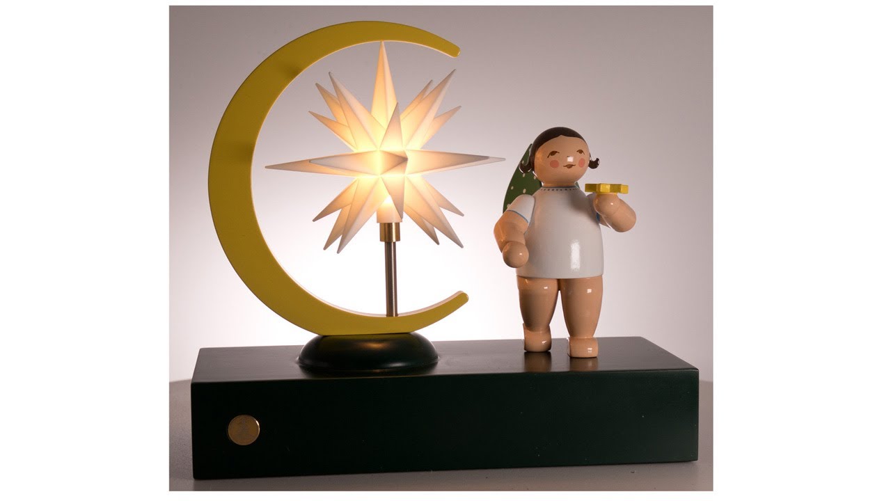 5226-651-2025 Lighted Angel with Moon and Star from Wendt and Kuhn