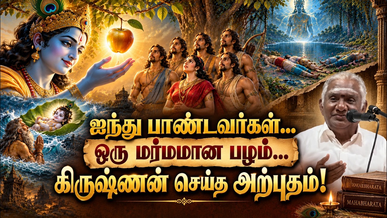ஐந்து பாண்டவர்கள்&hellip; ஒரு மர்மமான பழம்&hellip; கிருஷ்ணன் செய்த அற்புதம்!  Best Tamil Speech Mahabharatham Gita