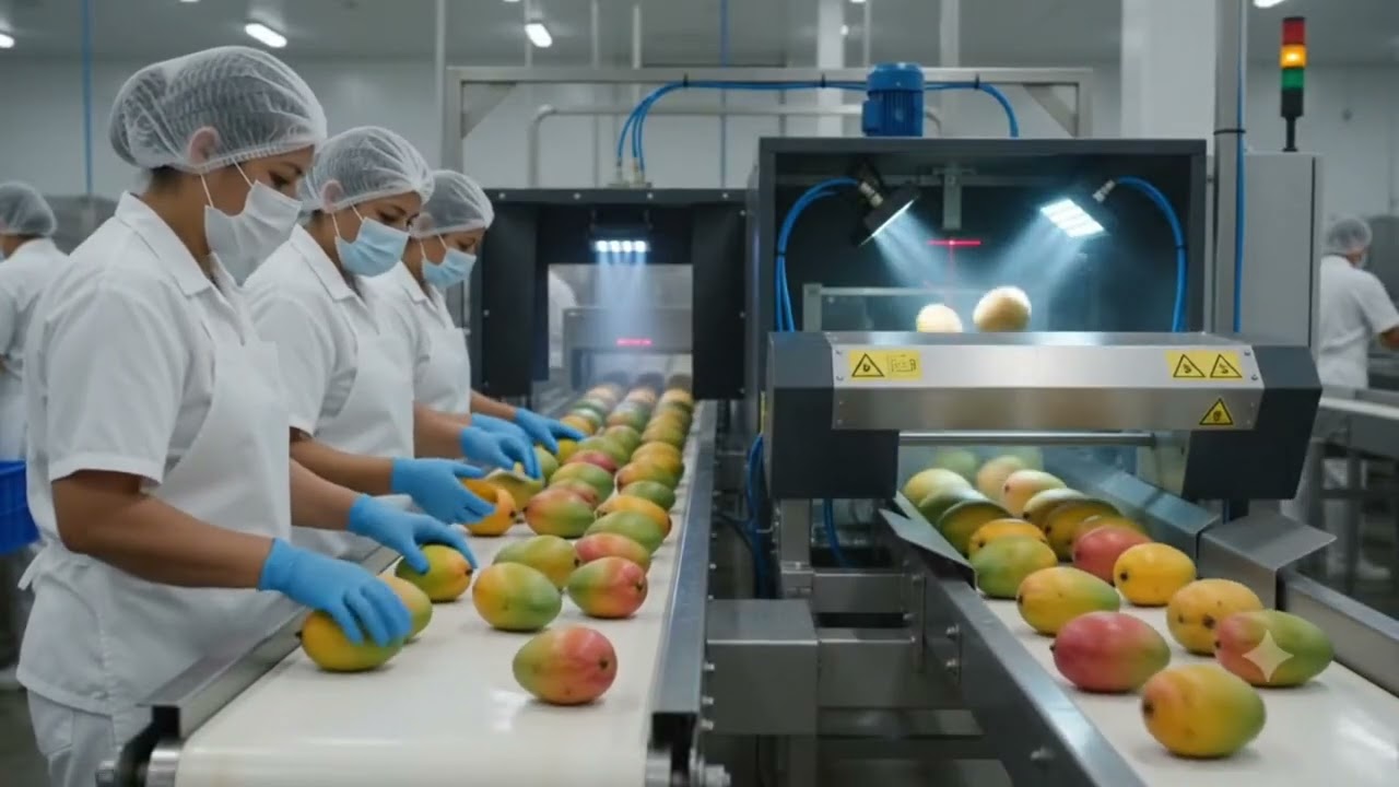 🥭 Фабрика манго | Как перерабатывают и упаковывают манго | Полный документальный фильм о производ...