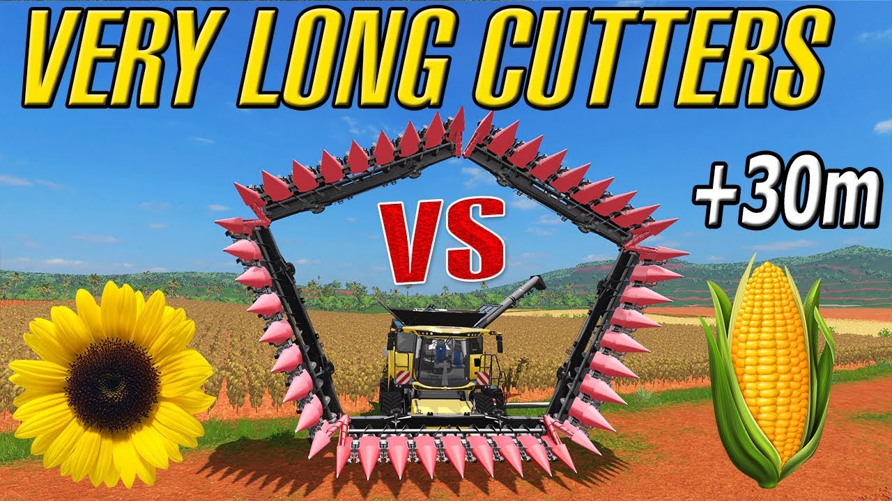 Farming Simulator 17: Very Long Cutters! Corn and Sunflower Harvesting With Crazy Cutter! +30Meters!