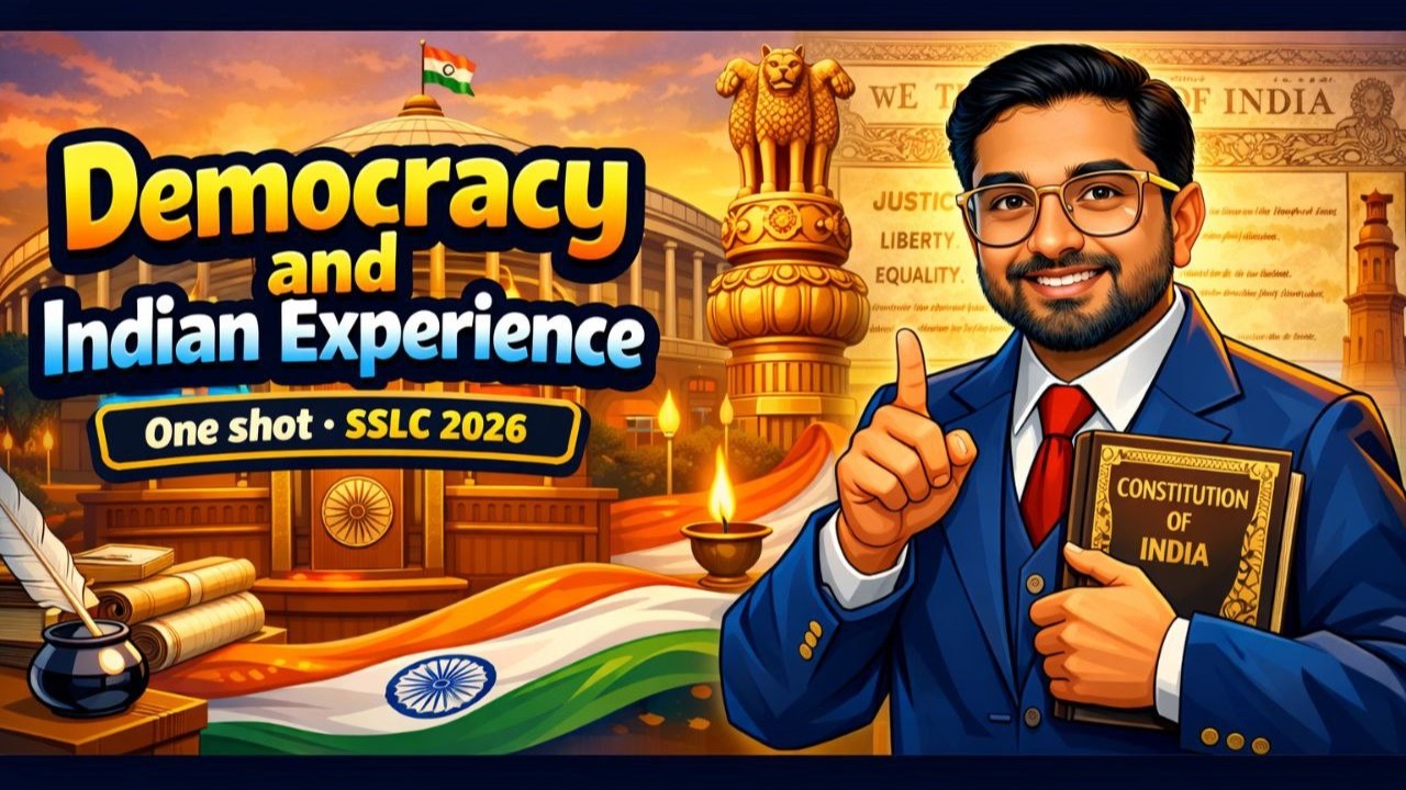 Democracy an Indian experience full chapter one shot revision  | history chapter 8 sslc 2025-26