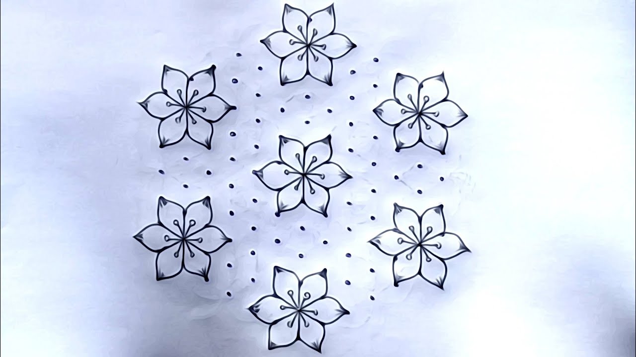 13*7 dots beautiful creative rangoli|deepam rangoli|festival rangoli|13 dots rangoli|BY MY RANGOLI