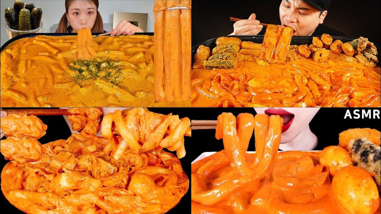 2&times; SPEED 🔥 Rose Tteokbokki Korean Rice Cake Mukbang Compilation ASMR 