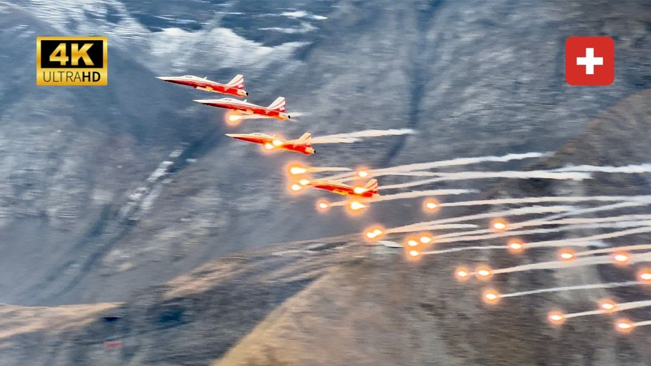 AXALP 2023 - Swiss Air Force Display at Axalp-Ebenfluh - F/A-18 Hornets - Patrouille Suisse - (4K)